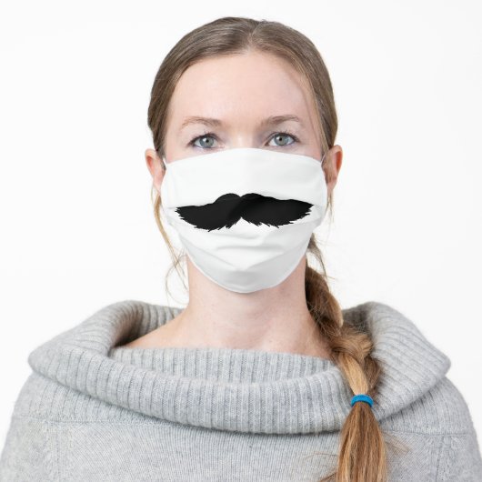 Black Mustache Funny Masculine Adult Cloth Face Mask (Worn)