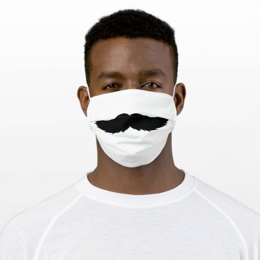 Black Mustache Funny Masculine Adult Cloth Face Mask (Worn)