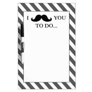BLACK MUSTACHE   GREY STRIPES Dry-Erase BOARD