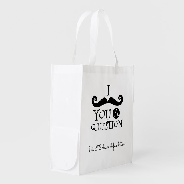 Black Mustache Humor Grocery Bag (Front Side)