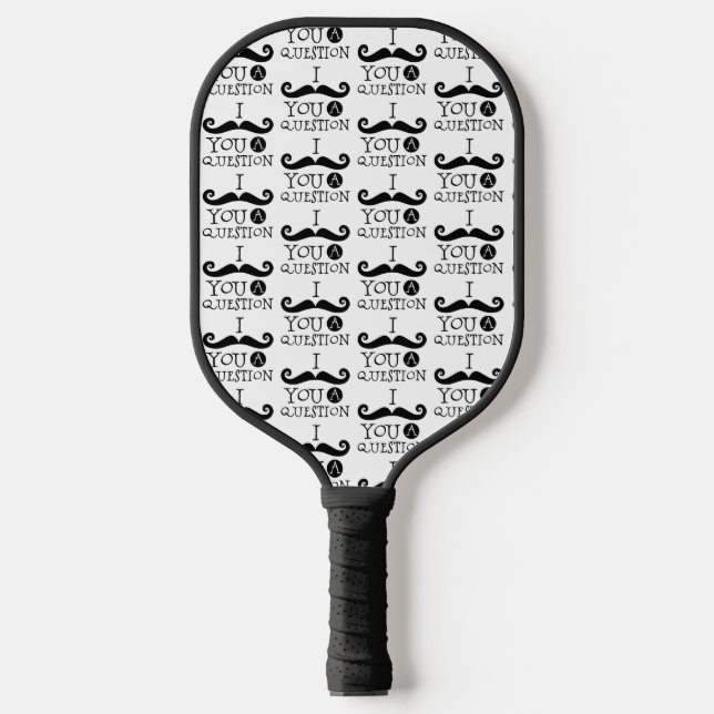 Black Mustache Humor Pickleball Paddle (Front)