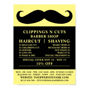 Black Mustache, Men's Barbers Advertising Poster