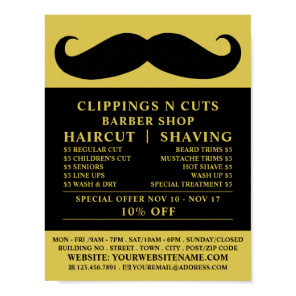 Black Mustache, Men's Barbers Advertising Poster
