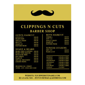 Black Mustache, Men's Barbers Price List Poster