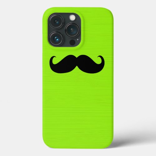 Black Mustache on Green Background iPhone 13 Pro Case