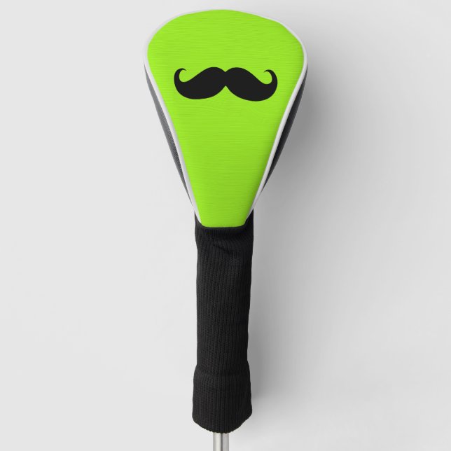 Black Mustache on Green Background Golf Head Cover (Front)