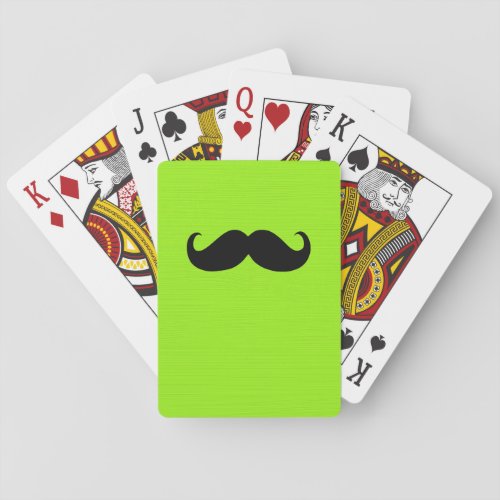 Black Mustache on Green Background Poker Cards
