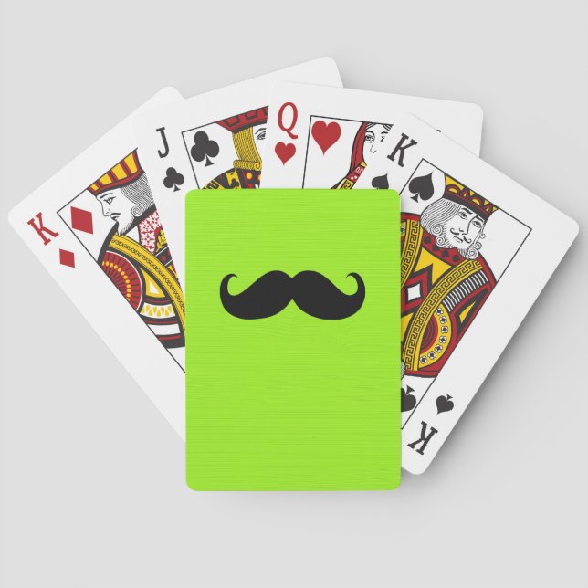 Black Mustache on Green Background Poker Cards (Back)