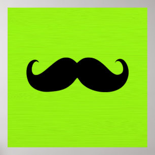 Black Mustache on Green Background Poster