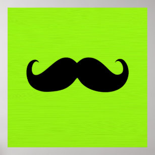 Black Mustache on Green Background Poster