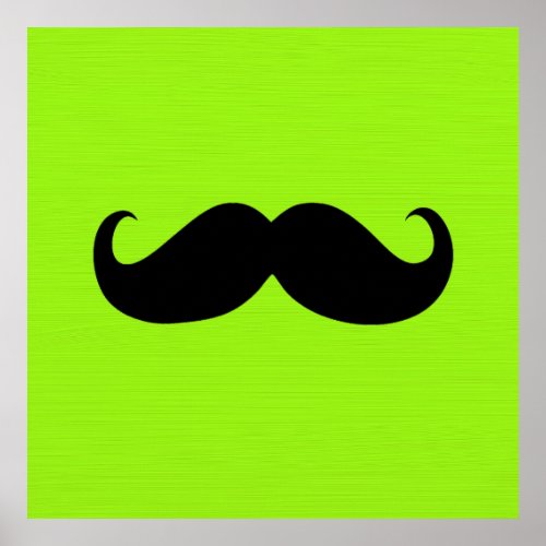 Black Mustache on Green Background Poster