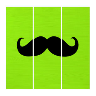 Black Mustache on Green Background Triptych