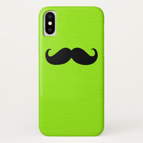 Black Mustache on Lime Background iPhone X Case