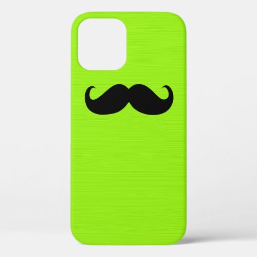 Black Mustache on Lime Background iPhone 12 Pro Case