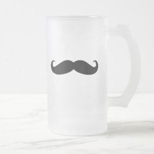 Black Mustache or Black Moustache for Fun Gifts Frosted Glass Beer Mug