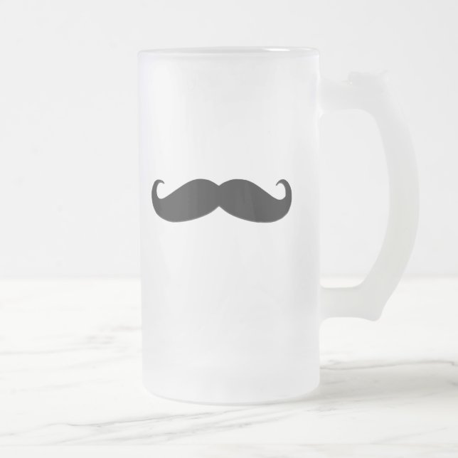 Black Mustache or Black Moustache for Fun Gifts Frosted Glass Beer Mug (Right)