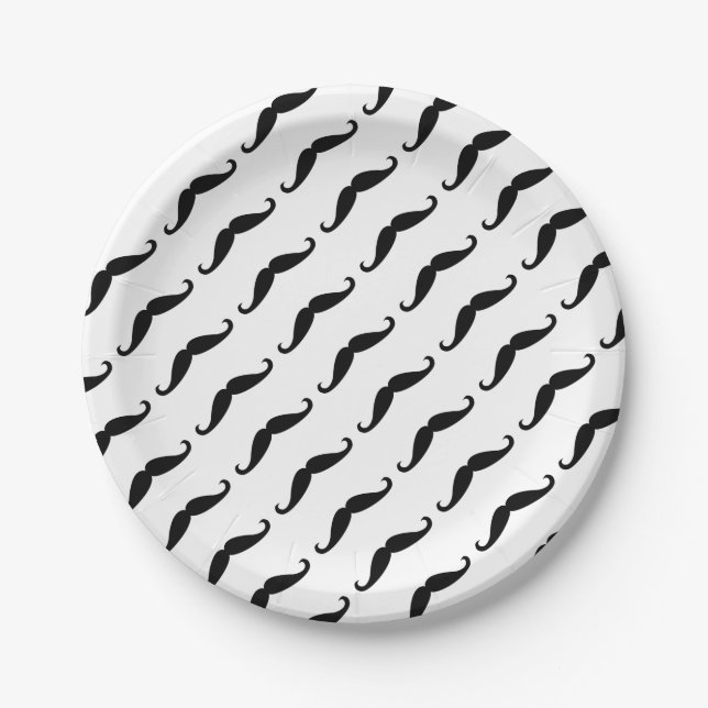 Black mustache paper plates (Front)