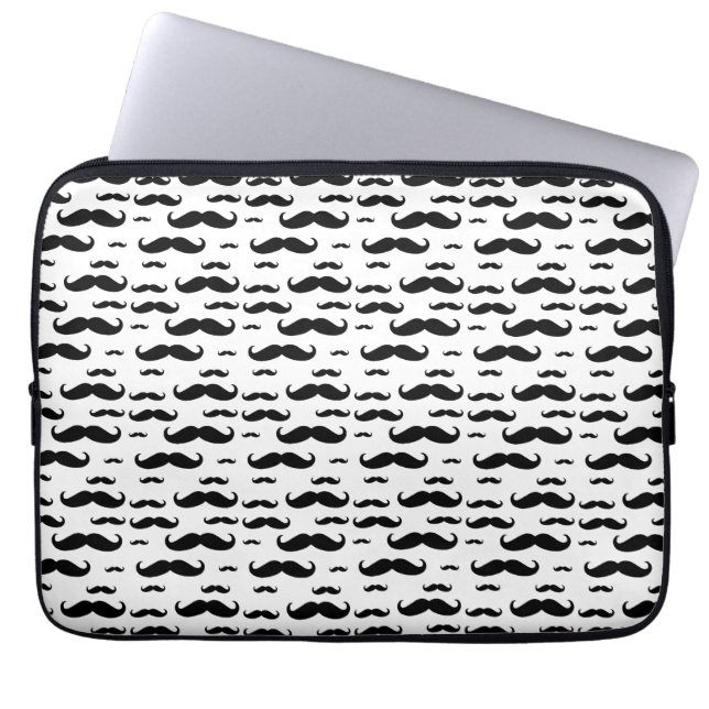 Black Mustache Pattern Laptop Sleeve (Front)