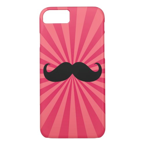 Black Mustache Pink Sun Rays Background iPhone 87 Case