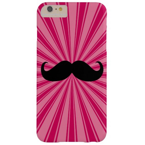 Black Mustache Pink Sun Rays Background Barely There iPhone 6 Plus Case