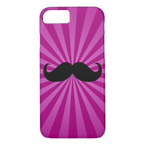 Black Mustache Purple Sun Rays Background iPhone 87 Case