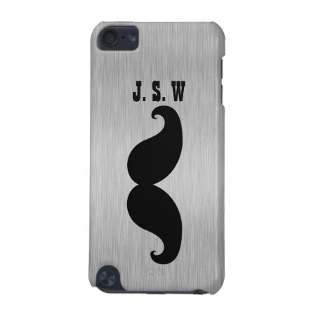 Black Mustache Silver Initials Ipod Touch (5th Generation) Case