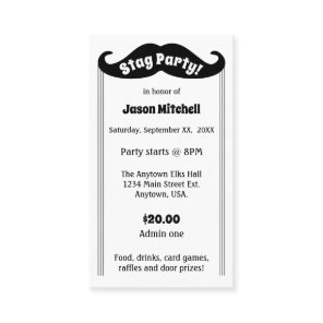Black Mustache Stag and Bachelor Party Ticket