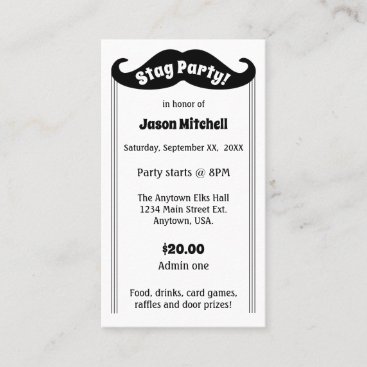Black Mustache Stag and Bachelor Party Ticket