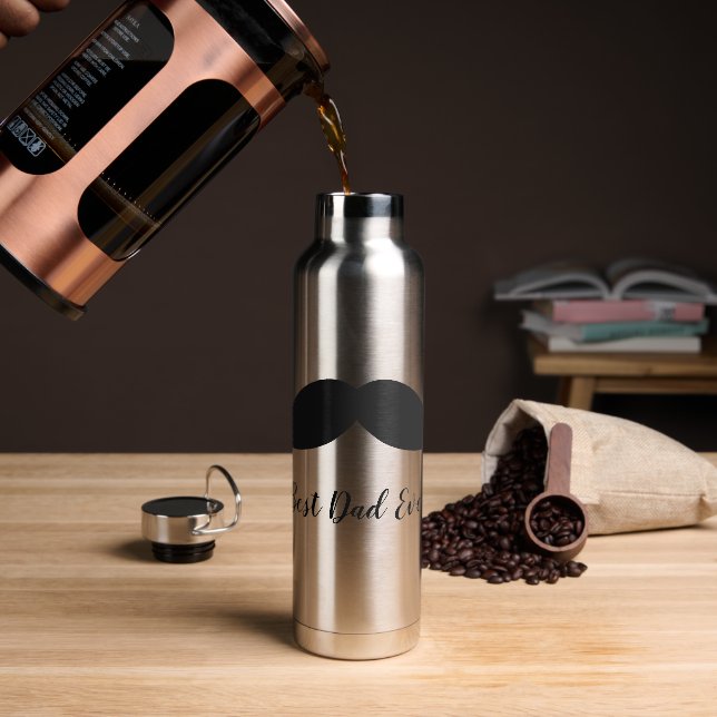Black Mustache  Water Bottle (Coffee)