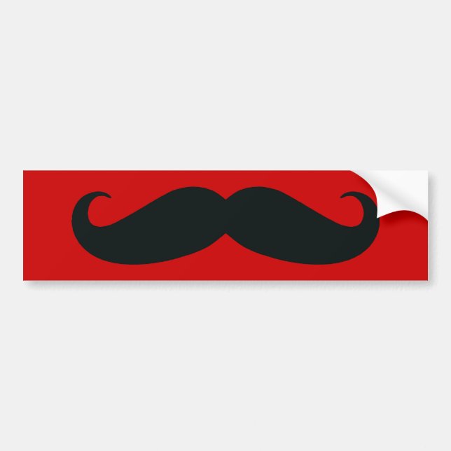 Black Mustache with Red Background Bumper Sticker (Front)