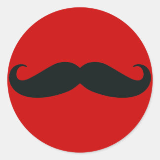 Black Mustache with Red Background Classic Round Sticker