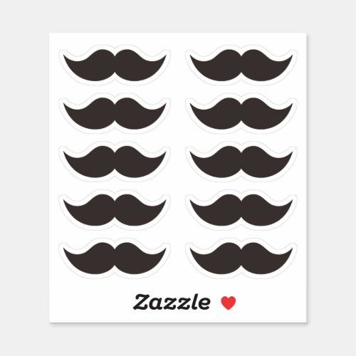 Black Mustaches Moustache Set of 10 Stickers