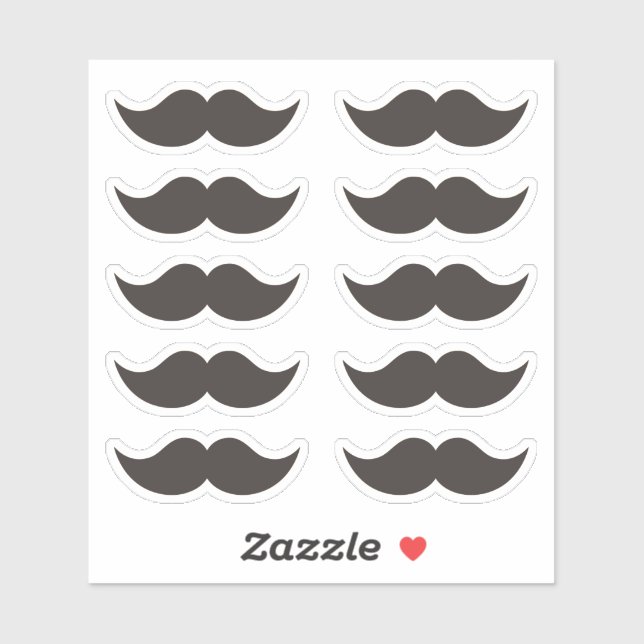 Black Mustaches Moustache Set of 10 Stickers (Sheet)