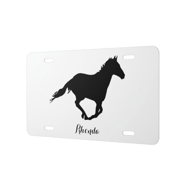 Black Mustang for Her  License Plate (Left)