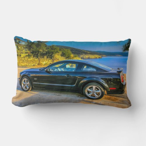 Black Mustang GT Throw Pillow