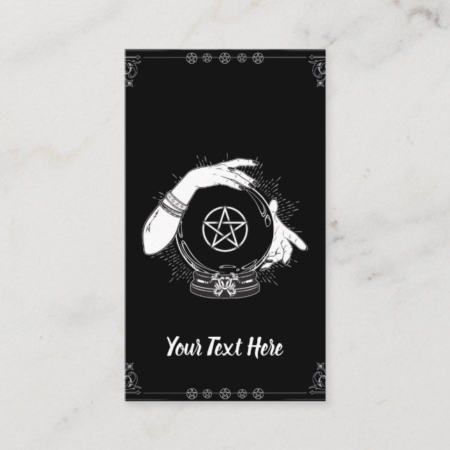 Black Mystic Fortune Teller Mystical Crystal Ball Business Card (Front)