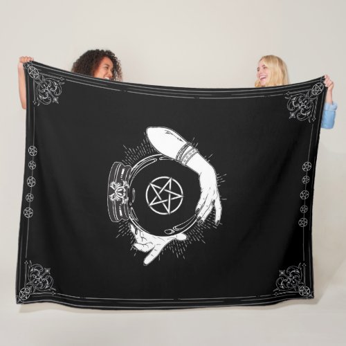 Black Mystic Fortune Teller Mystical Crystal Ball Fleece Blanket