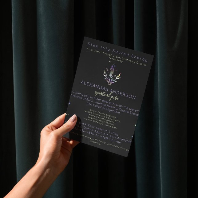 Black Mystical Holographic Spiritual Crystals Flyer (Black Mystical Holographic Spiritual Crystals Flyer)