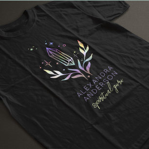Black Mystical Holographic Spiritual Crystals  T-Shirt
