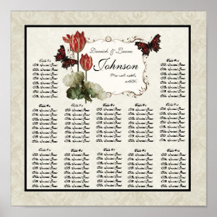 Black n Cream Red Reception Table Seating Chart