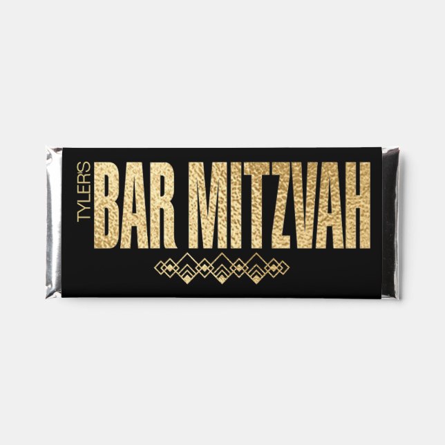 Black N Gold Art Deco BAR MITZVAH Hershey Bar (Front)