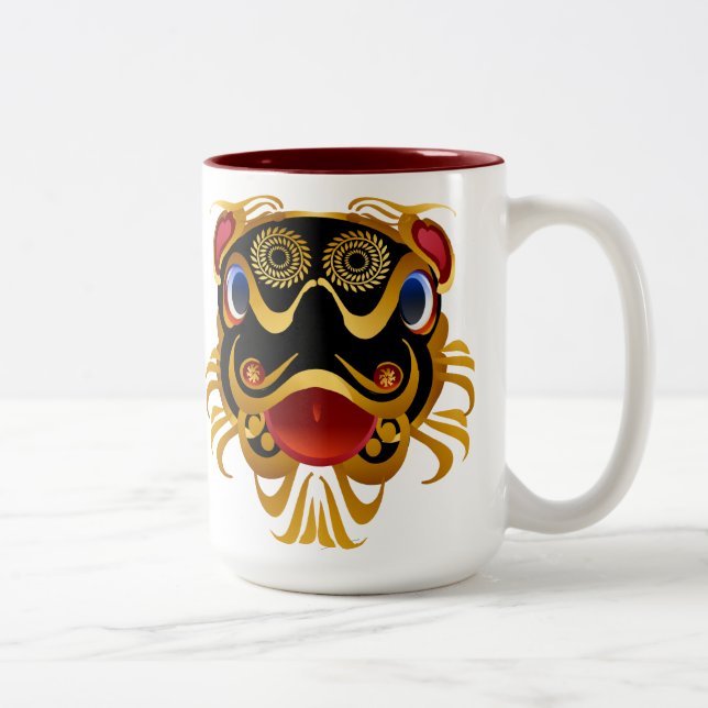 Black 'n Gold Chinese Dragon Face Mugs (Right)