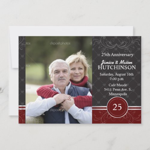 Black n Silver elegance _ 25th wedding anniversary Card