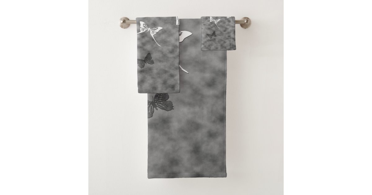 Black n White Butterflies Bath Towel Set Zazzle