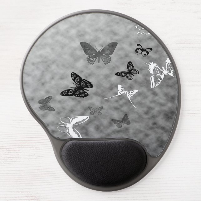 Black n White Butterflies Gel Mouse Pad (Front)