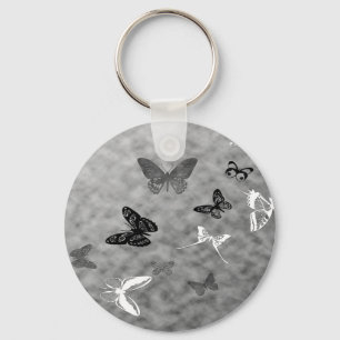 Black n White Butterflies Keychain