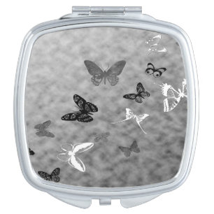 Black n White Butterflies Makeup Mirror