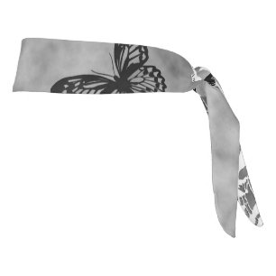 Black n White Butterflies Tie Headband