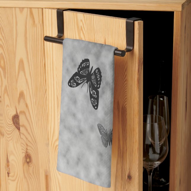 Black n White Butterflies Towel (Thirds Fold)