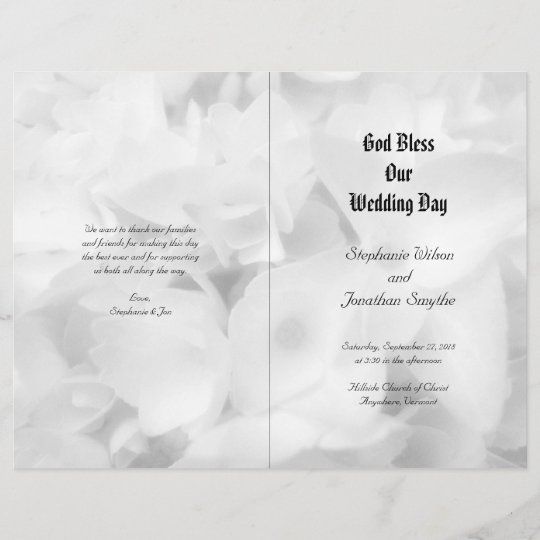 Black N White Catholic Ceremony Wedding Program Zazzle Com